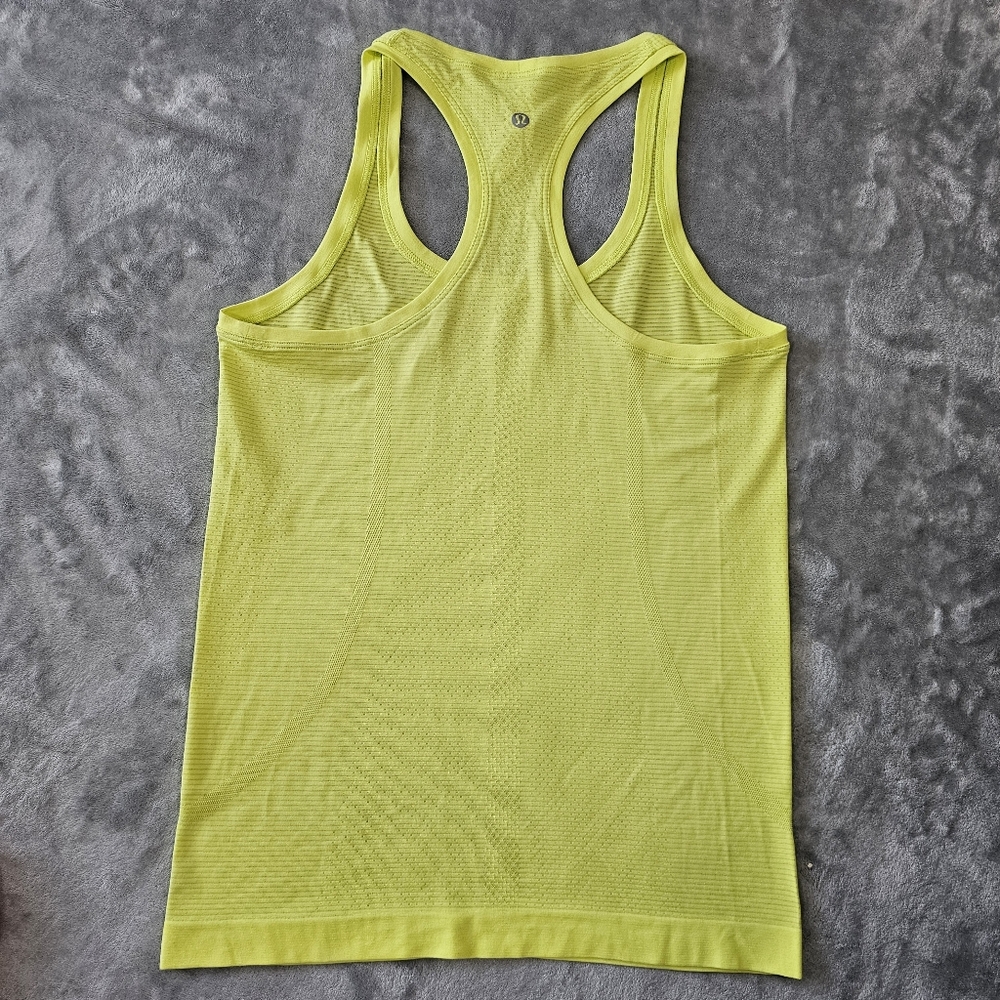 lululemon athletica Neon Yellow and Coral Ribbed Racerback Tank Tops - Picture 3 of 16